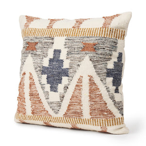Mercana Kenzie Handwoven Square Pillow Cover with Ikat Pattern for Cozy, Artisanal Home Decor Accents 70336