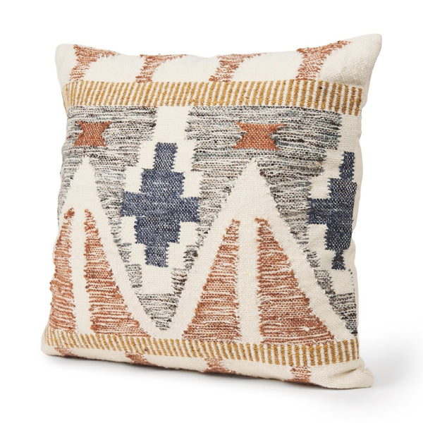 Mercana Kenzie Handwoven Square Pillow Cover with Ikat Pattern for Cozy, Artisanal Home Decor Accents 70336