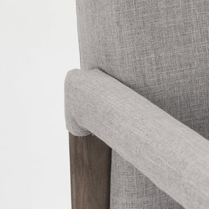 Mercana Palisades Elegant Dining Chair with Solid Beech Wood Frame for Modern and Transitional Spaces Gray Fabric | Brown Wood |  Armed 68195