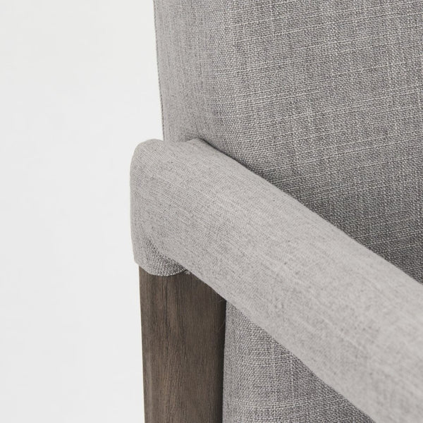 Mercana Palisades Elegant Dining Chair with Solid Beech Wood Frame for Modern and Transitional Spaces Gray Fabric | Brown Wood |  Armed 68195