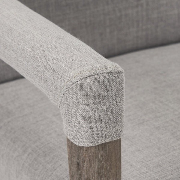 Mercana Palisades Elegant Dining Chair with Solid Beech Wood Frame for Modern and Transitional Spaces Gray Fabric | Brown Wood |  Armed 68195