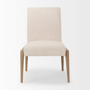 Mercana Palisades Armless Dining Chair - Elegant Upholstered Comfort with Solid Wood Frame for Stylish Dining Cream Fabric | Light Brown Wood 69823