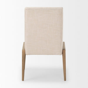 Mercana Palisades Armless Dining Chair - Elegant Upholstered Comfort with Solid Wood Frame for Stylish Dining Cream Fabric | Light Brown Wood 69823