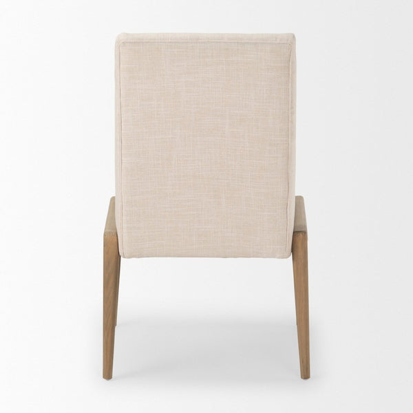 Mercana Palisades Armless Dining Chair - Elegant Upholstered Comfort with Solid Wood Frame for Stylish Dining Cream Fabric | Light Brown Wood 69823
