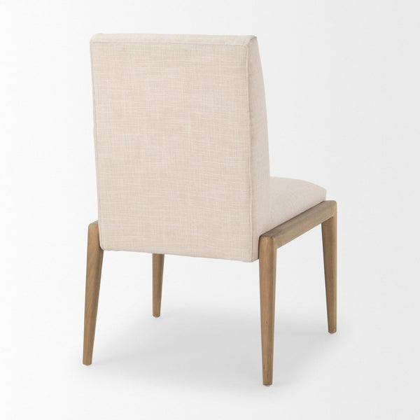 Mercana Palisades Armless Dining Chair - Elegant Upholstered Comfort with Solid Wood Frame for Stylish Dining Cream Fabric | Light Brown Wood 69823