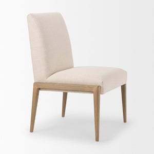 Mercana Palisades Armless Dining Chair - Elegant Upholstered Comfort with Solid Wood Frame for Stylish Dining Cream Fabric | Light Brown Wood 69823