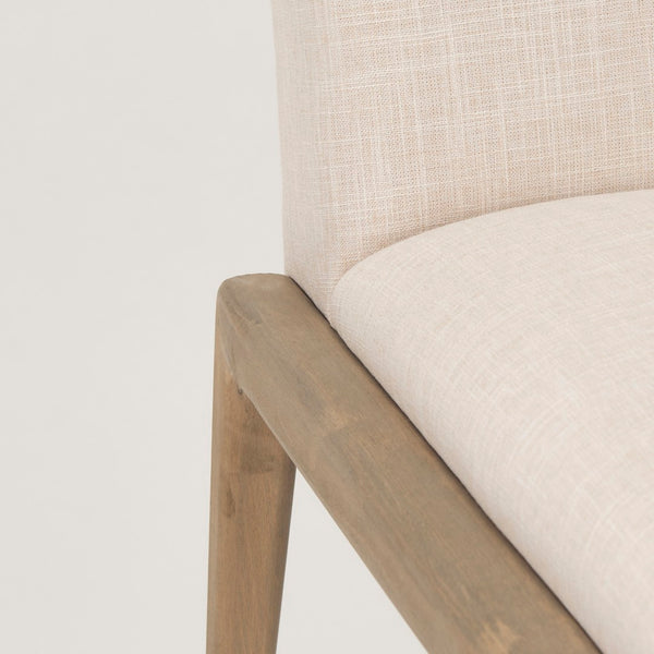 Mercana Palisades Armless Dining Chair - Elegant Upholstered Comfort with Solid Wood Frame for Stylish Dining Cream Fabric | Light Brown Wood 69823