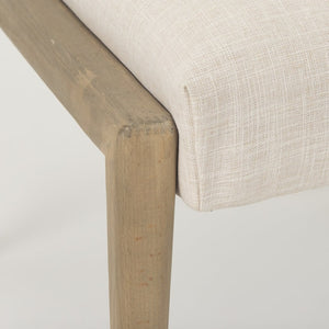 Mercana Palisades Armless Dining Chair - Elegant Upholstered Comfort with Solid Wood Frame for Stylish Dining Cream Fabric | Light Brown Wood 69823