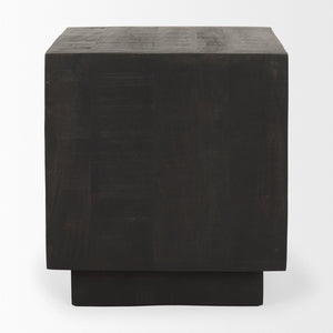 Mercana Hayden Minimalist Solid Wood End Table with Recessed Base for Contemporary Rustic Interiors Dark Brown Wood | 11" Square 70123