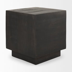 Mercana Hayden Minimalist Solid Wood End Table with Recessed Base for Contemporary Rustic Interiors Dark Brown Wood | 11" Square 70123