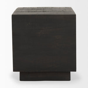 Mercana Hayden Minimalist Solid Wood End Table with Recessed Base for Contemporary Rustic Interiors Dark Brown Wood | 11" Square 70123