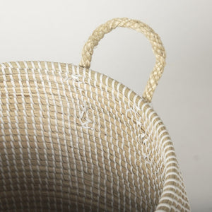 Mercana Kairi Stylish Floor Baskets with Handles for Organized Storage and Coastal Home Décor Charm 70225
