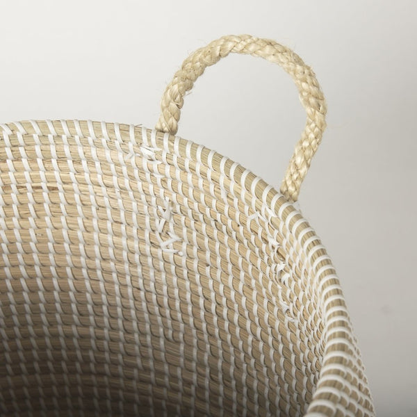 Mercana Kairi Stylish Floor Baskets with Handles for Organized Storage and Coastal Home Décor Charm 70225