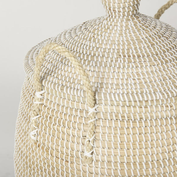 Mercana Kairi Stylish Floor Baskets with Handles for Organized Storage and Coastal Home Décor Charm 70225
