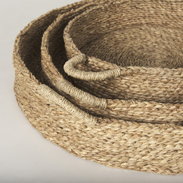 Mercana Ulana Handwoven Nesting Trays with Loop Handles for Stylish Storage and Rustic Home Décor 70226