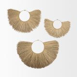 Mercana Bayu Set of 3 Seagrass Boho Weave Fan Wall Decor 70223