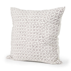 Mercana Jayden Decorative Pillow Cover - Elegant Natural Linen with Merlot X-Dot Print for Modern Spaces Cream/Merlot | 22x22 70311