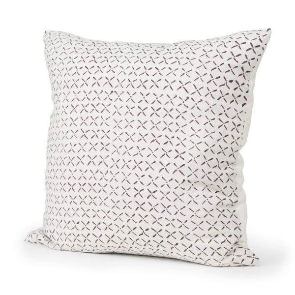 Mercana Jayden Decorative Pillow Cover - Elegant Natural Linen with Merlot X-Dot Print for Modern Spaces Cream/Merlot | 22x22 70311