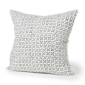 Mercana Jayden Decorative Pillow Cover - Elegant Natural Linen with Merlot X-Dot Print for Modern Spaces Cream/Black | 22x22 70313