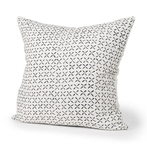 Mercana Jayden Decorative Pillow Cover - Elegant Natural Linen with Merlot X-Dot Print for Modern Spaces Cream/Black | 22x22 70313