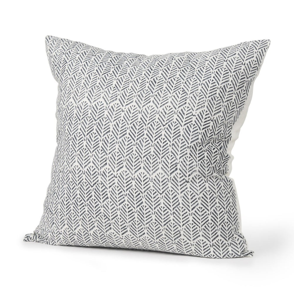 Mercana Jennelle Linen Square Decorative Pillow Cover with Indigo Arrow-Tail Print for Stylish Interiors Cream/Slate | 22x22 70319