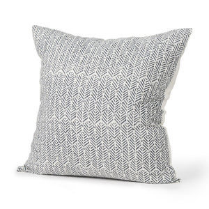Mercana Jennelle Linen Square Decorative Pillow Cover with Indigo Arrow-Tail Print for Stylish Interiors Cream/Slate | 22x22 70319