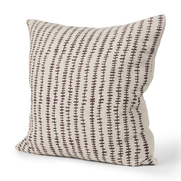 Mercana Jenna Decorative Pillow Cover - Modern Cream Linen with Hand-Drawn Black Print for Stylish Living Spaces Beige/Merlot | 22x22 70323