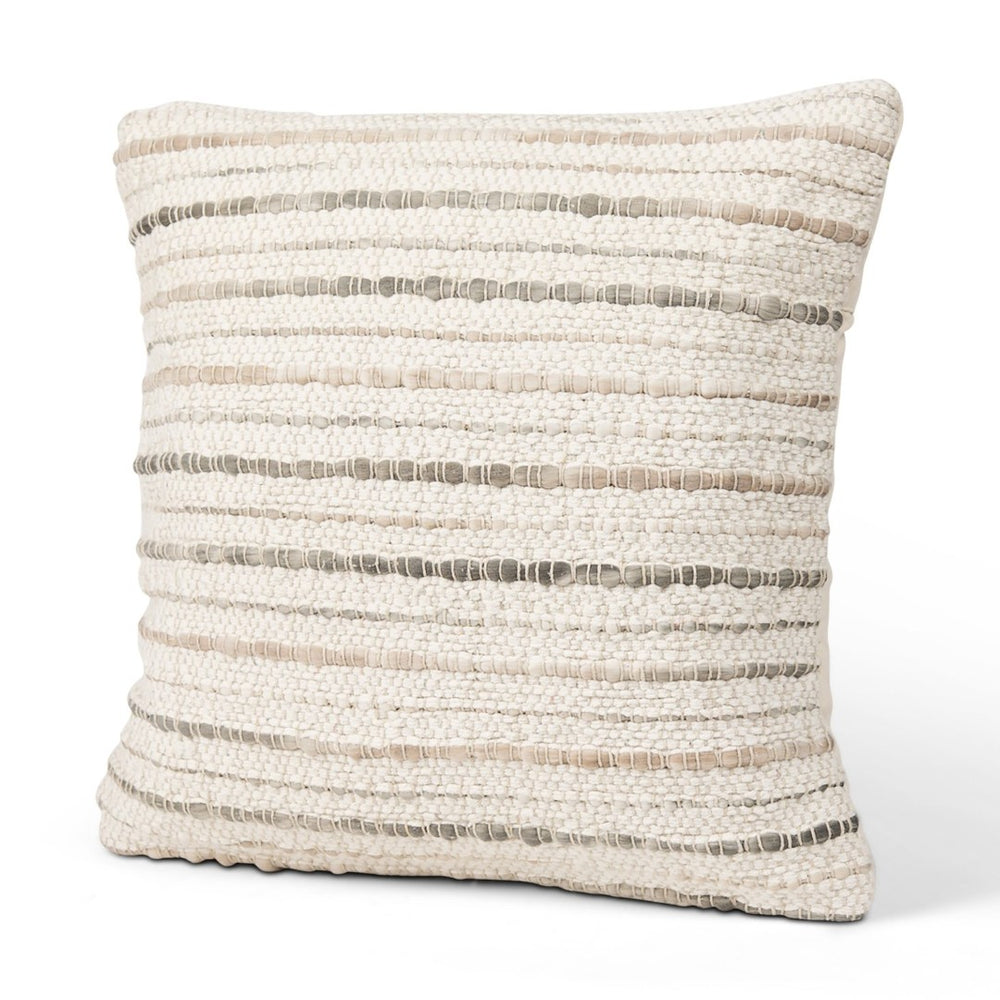 Mercana Kodi Handwoven Pillow Cover - Timeless Neutral Accent for Modern and Farmhouse Decor, 20" x 20" Cream | Stripes | 20x20 70341
