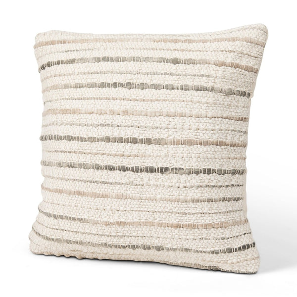 Mercana Kodi Handwoven Pillow Cover - Timeless Neutral Accent for Modern and Farmhouse Decor, 20" x 20" Cream | Stripes | 20x20 70341