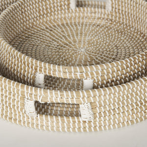 Mercana Kalama Large Handwoven Trays with Handles for Stylish Serving, Organizing, and Home Décor Essentials 70233