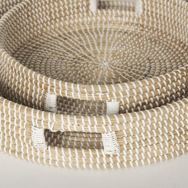 Mercana Kalama Large Handwoven Trays with Handles for Stylish Serving, Organizing, and Home Décor Essentials 70233