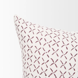 Mercana Jayden Decorative Pillow Cover - Elegant Natural Linen with Merlot X-Dot Print for Modern Spaces Cream/Merlot | 14x26 70312