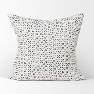 Mercana Jayden Decorative Pillow Cover - Elegant Natural Linen with Merlot X-Dot Print for Modern Spaces Cream/Black | 22x22 70313