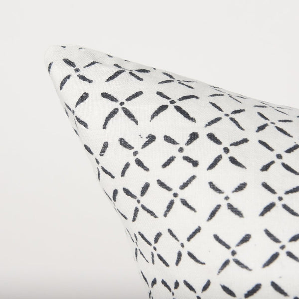 Mercana Jayden Decorative Pillow Cover - Elegant Natural Linen with Merlot X-Dot Print for Modern Spaces Cream/Black | 22x22 70313