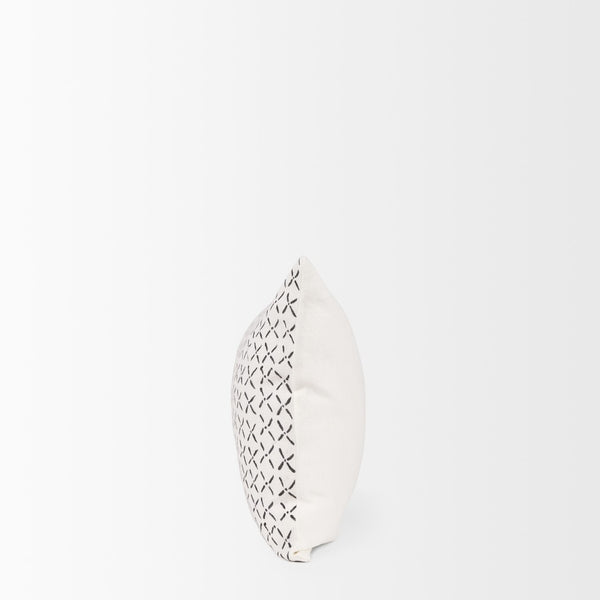 Mercana Jayden Decorative Pillow Cover - Elegant Natural Linen with Merlot X-Dot Print for Modern Spaces Cream/Black | 14x26 70314