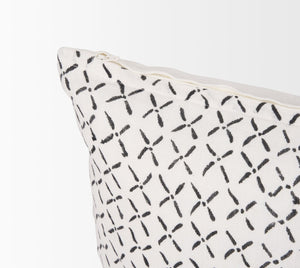 Mercana Jayden Decorative Pillow Cover - Elegant Natural Linen with Merlot X-Dot Print for Modern Spaces Cream/Black | 14x26 70314