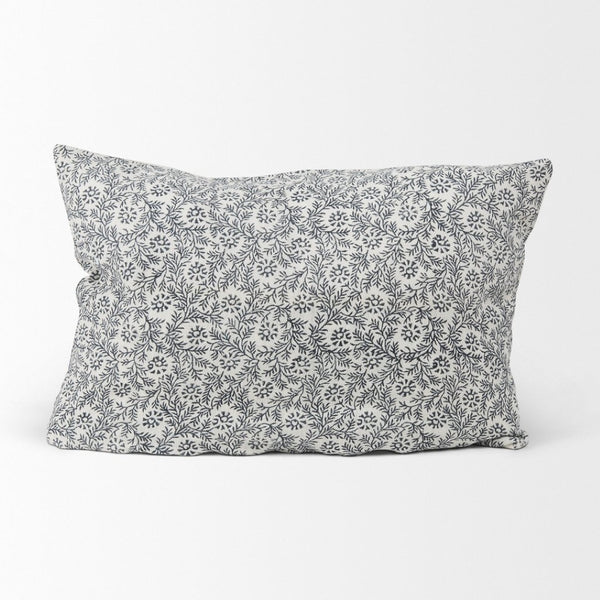 Mercana Jayne Lumbar Decorative Pillow Cover with Indigo Botanical Print for Coastal and Boho Decor 70318