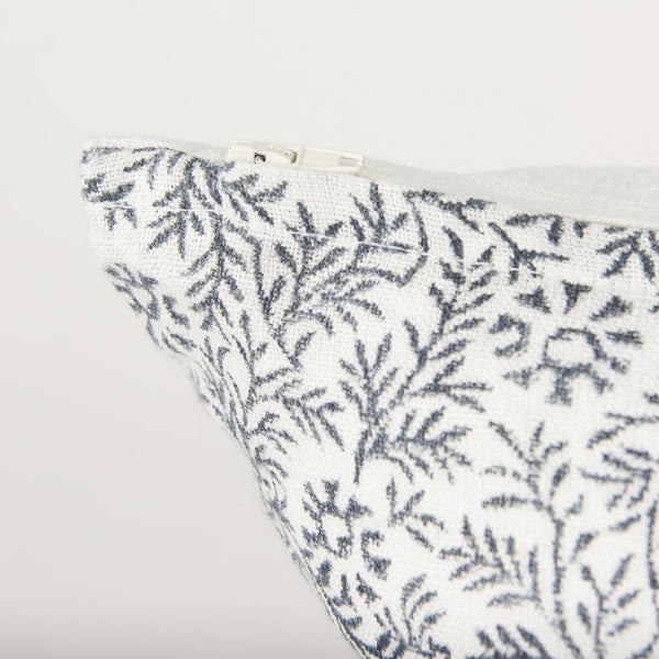 Mercana Jayne Lumbar Decorative Pillow Cover with Indigo Botanical Print for Coastal and Boho Decor 70318