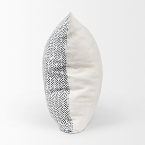 Mercana Jennelle Linen Square Decorative Pillow Cover with Indigo Arrow-Tail Print for Stylish Interiors Cream/Slate | 22x22 70319