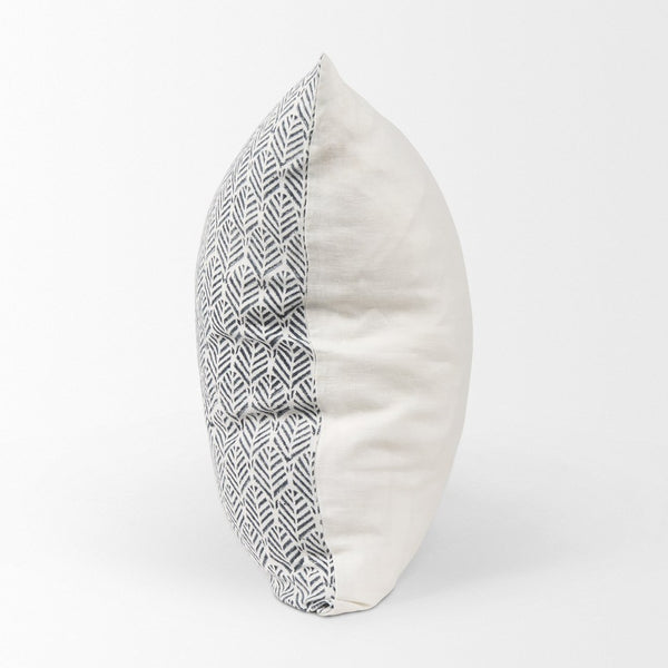 Mercana Jennelle Linen Square Decorative Pillow Cover with Indigo Arrow-Tail Print for Stylish Interiors Cream/Slate | 22x22 70319