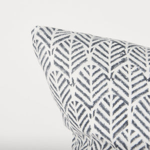 Mercana Jennelle Linen Square Decorative Pillow Cover with Indigo Arrow-Tail Print for Stylish Interiors Cream/Slate | 22x22 70319