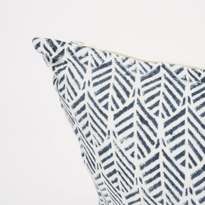 Mercana Jennelle Linen Square Decorative Pillow Cover with Indigo Arrow-Tail Print for Stylish Interiors Cream/Slate| 14x26 70320