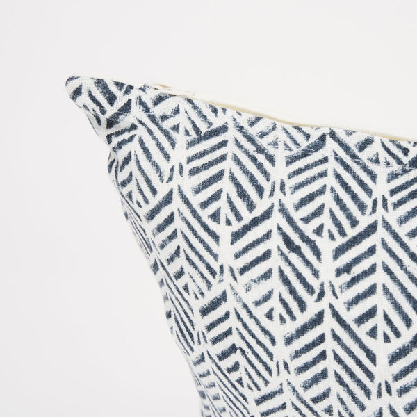 Mercana Jennelle Linen Square Decorative Pillow Cover with Indigo Arrow-Tail Print for Stylish Interiors Cream/Slate| 14x26 70320