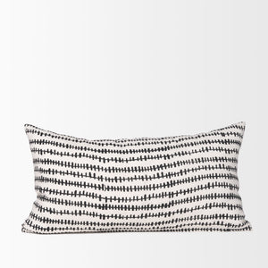 Mercana Jenna Decorative Pillow Cover - Modern Cream Linen with Hand-Drawn Black Print for Stylish Living Spaces Cream/Black | 14x26 70322
