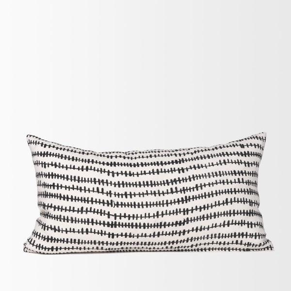 Mercana Jenna Decorative Pillow Cover - Modern Cream Linen with Hand-Drawn Black Print for Stylish Living Spaces Cream/Black | 14x26 70322