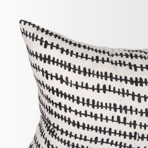 Mercana Jenna Decorative Pillow Cover - Modern Cream Linen with Hand-Drawn Black Print for Stylish Living Spaces Cream/Black | 14x26 70322