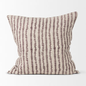 Mercana Jenna Decorative Pillow Cover - Modern Cream Linen with Hand-Drawn Black Print for Stylish Living Spaces Beige/Merlot | 22x22 70323