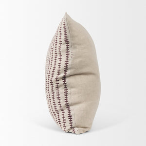 Mercana Jenna Decorative Pillow Cover - Modern Cream Linen with Hand-Drawn Black Print for Stylish Living Spaces Beige/Merlot | 22x22 70323