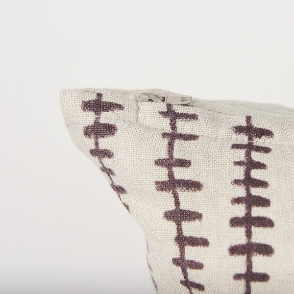 Mercana Jenna Decorative Pillow Cover - Modern Cream Linen with Hand-Drawn Black Print for Stylish Living Spaces Beige/Merlot | 22x22 70323