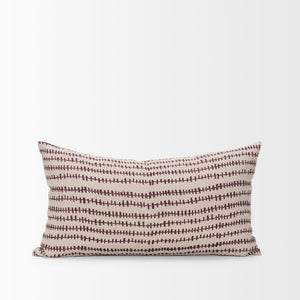 Mercana Jenna Decorative Pillow Cover - Modern Cream Linen with Hand-Drawn Black Print for Stylish Living Spaces Beige/Merlot | 14x26 70324